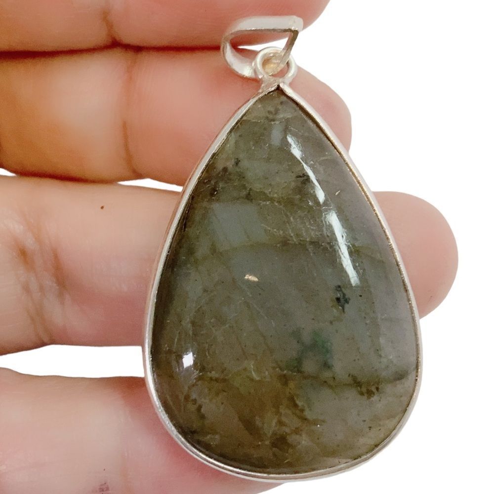 UNISEX‎ ANTIQUE STERLING SILVER LABRADORITE PENDANT